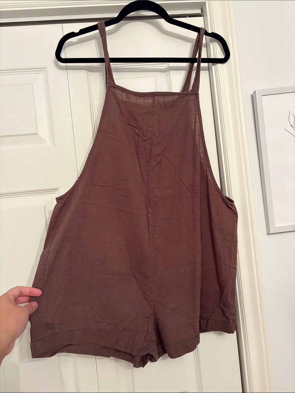 SHEIN Brown Sleeveless Linen-Feel Romper